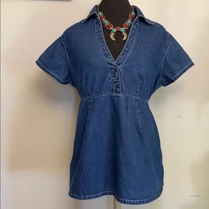 Maternity Announcements Denim Collard Blouse